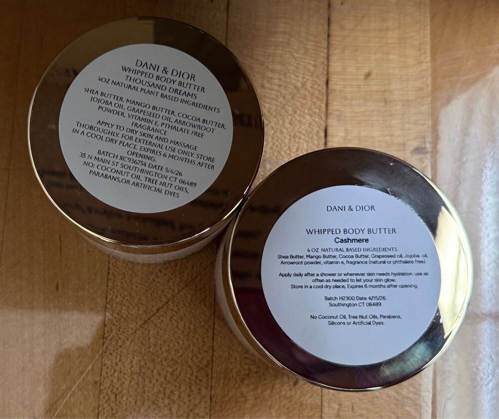 Dani & Dior Whipped Body Butters 1)Thousand Dreams 4oz and 1) Cashmere 4oz New